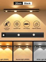 LED Night Light 3 Color Dimmable Motion Sensor Rechargeable Lamp - Image 2