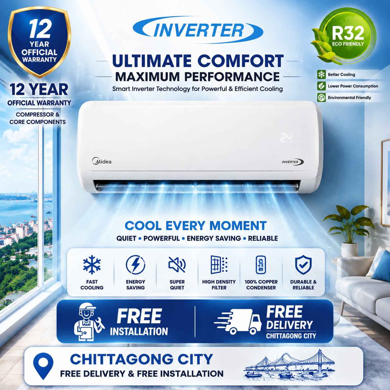 2026/08/1000380292.png Midea Cooling only Inverter Wall Type AC - Image 1